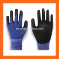 Gants en polyuréthane noir Ultra Lite de calibre 18, gants en PU fonctionnant en nylon bleu, gants de sécurité en forme de paume en PU